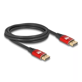 Delock DisplayPort kábel 8K 60 Hz 2 m piros fém (DL-80605)