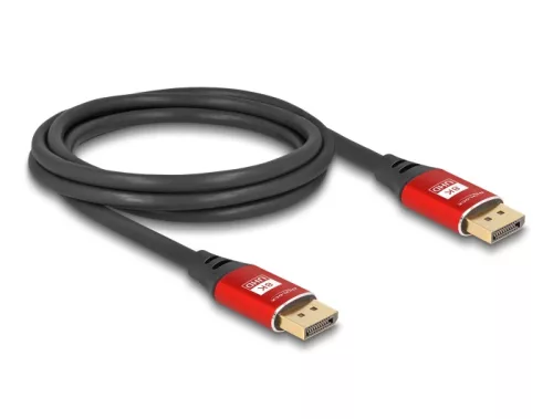 Delock DisplayPort kábel 8K 60 Hz 2 m piros fém (DL-80605)