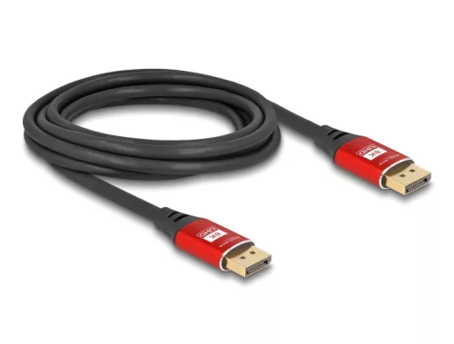 Delock DisplayPort kábel 8K 60 Hz 3 m piros fém (DL-80606)