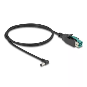  Delock PoweredUSB kábel apa 12 V - DC 5,5 x 2,5 mm apa ívelt 1 m (DL-80609)