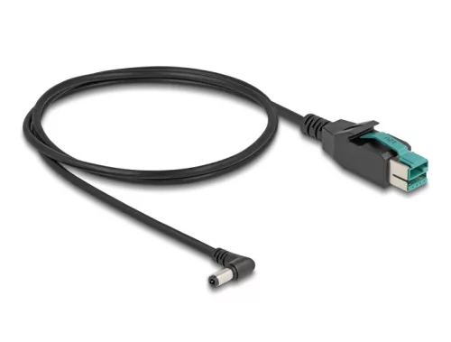 Delock PoweredUSB kábel apa 12 V - DC 5,5 x 2,5 mm apa ívelt 1 m (DL-80609)