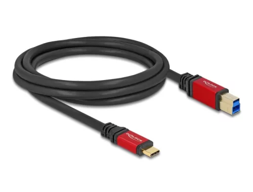 Delock USB 5 Gbps kábel USB Type-C  apa - USB B-típusú apa 2 m piros fém (DL-80613)