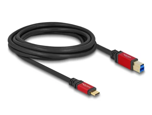 Delock USB 5 Gbps kábel USB Type-C  apa - USB B-típusú apa 3 m piros fém (DL-80614)