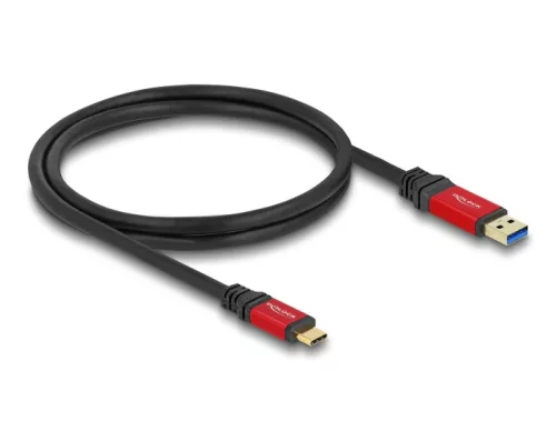Delock USB 10 Gbps kábel USB A-típusú apa - USB Type-C  apa 1 m piros fém (DL-80617)