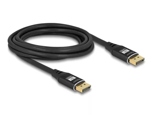 Delock DisplayPort kábel 8K 60 Hz 3 m fekete fém (DL-80622)