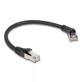   Delock RJ45 hálózati kábel Cat.8.1 S/FTP 45 -ben jobbra hajlított apa   egyenes apa, akár 40 Gbps, 0,25 m, fekete (DL-80626)
