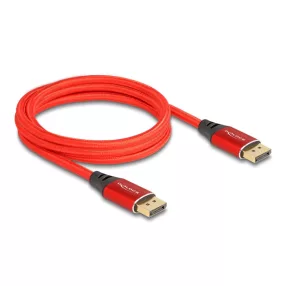   Delock DisplayPort kábel 16K 60 Hz 2 m piros fém (DL-80632)