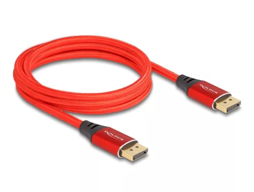 Delock DisplayPort kábel 16K 60 Hz 2 m piros fém (DL-80632)