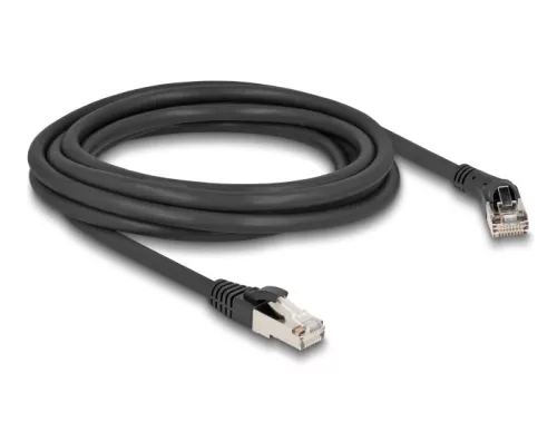 Delock RJ45 hálózati kábel Cat.8.1 S/FTP 45 -ben jobbra hajlított apa   egyenes apa, akár 40 Gbps, 3 m, fekete (DL-80641)