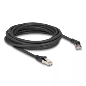   Delock RJ45 hálózati kábel Cat.8.1 S/FTP 45 -ben jobbra hajlított apa   egyenes apa, akár 40 Gbps, 5 m, fekete (DL-80707)