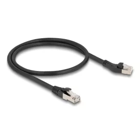   Delock RJ45 hálózati kábel Cat.8.1 S/FTP 45 -ben balra hajlított apa   egyenes apa, akár 40 Gbps, 0,5 m, fekete (DL-80749)