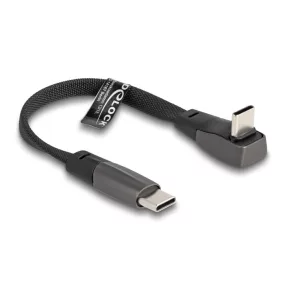   Delock USB 2.0 Laposkábel USB Type-C  apa - USB Type-C  apa USB Type-C  apa hajlított PD 3.0 60 W 14 cm fekete (DL-80750)