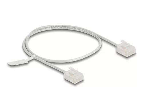 Delock RJ45 hálózati kábel Cat.6 UTP ultravékony 0,5 m szürke rövid csatlakoztatókkal (DL-80757)