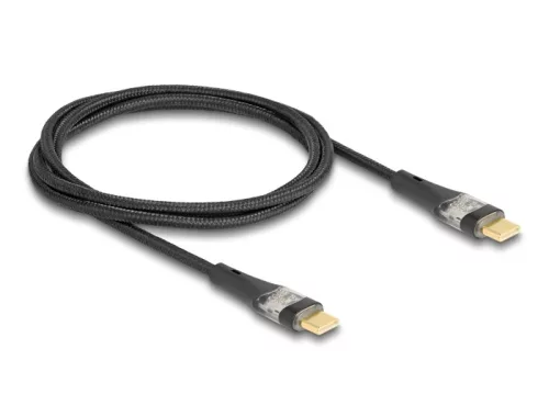 Delock Adat és gyors töltő kábel USB 2.0 USB Type-C  apa-apa átlátszó PD 3.0 100 W 1 m (DL-80763)