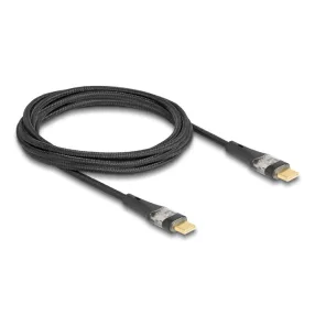   Delock Adat és gyors töltő kábel USB 2.0 USB Type-C  apa-aoa átlátszó PD 3.0 100 W 2 m (DL-80764)