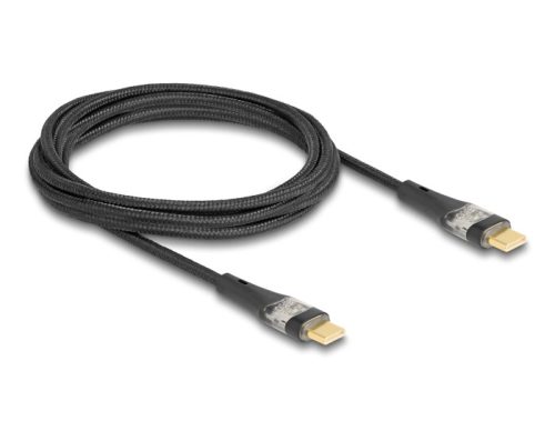 Delock Adat és gyors töltő kábel USB 2.0 USB Type-C  apa-aoa átlátszó PD 3.0 100 W 2 m