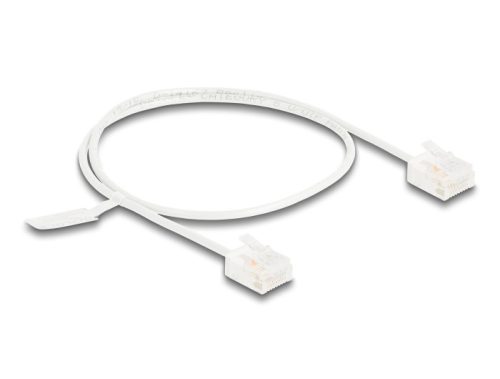 Delock RJ45 hálózati kábel Cat.6 UTP ultravékony 0,5 m fehér rövid csatlakoztatókkal
