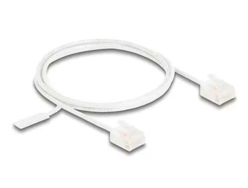 Delock RJ45 hálózati kábel Cat.6 UTP ultravékony 1 m fehér rövid csatlakoztatókkal (DL-80774)