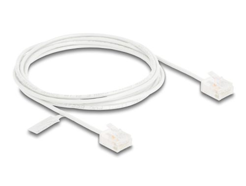 Delock RJ45 hálózati kábel Cat.6 UTP ultravékony 2 m fehér rövid csatlakoztatókkal
