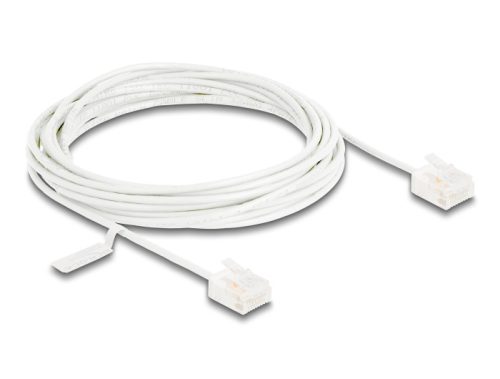 Delock RJ45 hálózati kábel Cat.6 UTP ultravékony 5 m fehér rövid csatlakoztatókkal