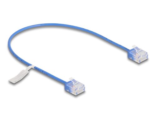 Delock RJ45 hálózati kábel Cat.6 UTP ultravékony 0,3 m kék rövid csatlakoztatókkal