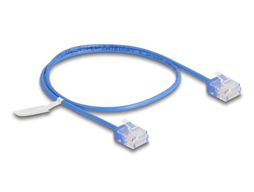 Delock RJ45 hálózati kábel Cat.6 UTP ultravékony 0,5 m kék rövid csatlakoztatókkal