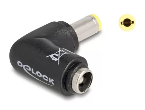 Delock DC adapter 5,5 x 2,5 mm apa   5,5 x 2,5 anya 90 -ban hajlított (DL-80795)