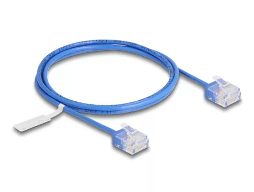 Delock RJ45 hálózati kábel Cat.6 UTP ultravékony 1 m kék rövid csatlakoztatókkal (DL-80796)