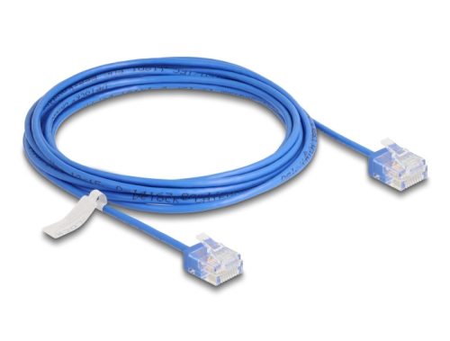 Delock RJ45 hálózati kábel Cat.6 UTP ultravékony 3 m kék rövid csatlakoztatókkal