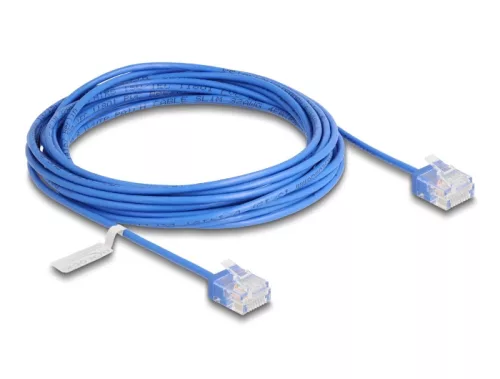 Delock RJ45 hálózati kábel Cat.6 UTP ultravékony 5 m kék rövid csatlakoztatókkal (DL-80799)
