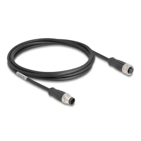  Delock Kábel M12 A kódolt 8 tűs apa - anya PVC 2 m (DL-80804)