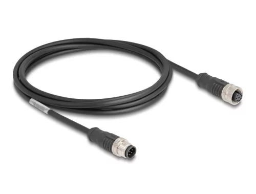 Delock Kábel M12 A kódolt 8 tűs apa - anya PVC 2 m (DL-80804)