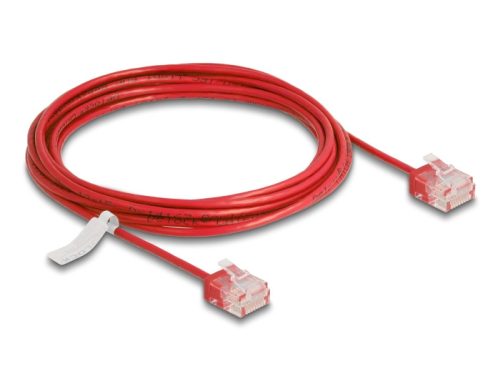 Delock RJ45 hálózati kábel Cat.6 UTP ultravékony 3 m piros rövid csatlakoztatókkal
