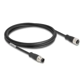   Delock Kábel M12 D kódolt 4 tűs apa - anya PVC 2 m (DL-80845)