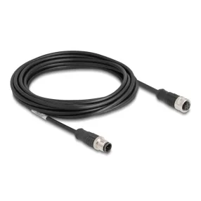   Delock Kábel M12 D kódolt 4 tűs apa - anya PVC 5 m (DL-80846)