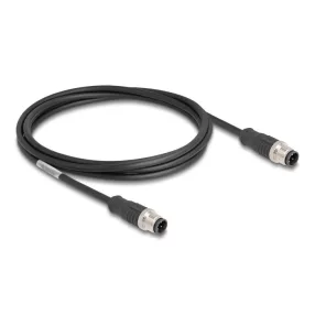   Delock Kábel M12 D kódolt 4 tűs apa - apa PVC 2 m (DL-80848)