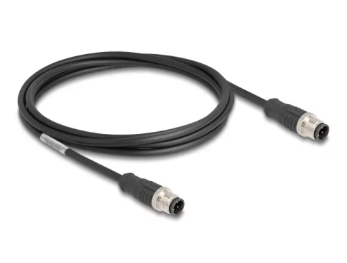 Delock Kábel M12 D kódolt 4 tűs apa - apa PVC 2 m (DL-80848)