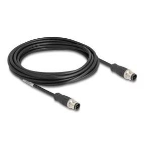   Delock Kábel M12 D kódolt 4 tűs apa - apa PVC 5 m (DL-80849)