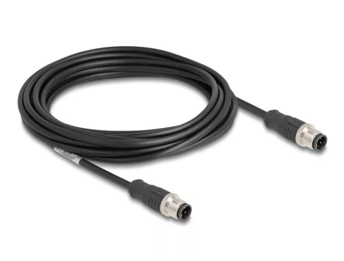 Delock Kábel M12 D kódolt 4 tűs apa - apa PVC 5 m (DL-80849)
