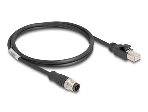 Delock Kábel M12 D kódolt 4 tűs apa - RJ45 apa PVC 1 m (DL-80850)