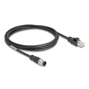   Delock Kábel M12 D kódolt 4 tűs apa - RJ45 apa PVC 2 m (DL-80851)