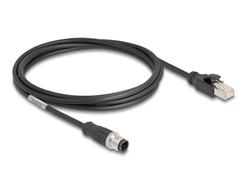 Delock Kábel M12 D kódolt 4 tűs apa - RJ45 apa PVC 2 m (DL-80851)