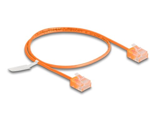 Delock RJ45 hálózati kábel Cat.6 UTP ultravékony 0,5 m narancssárga rövid csatlakoztatókkal