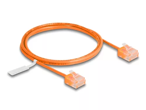 Delock RJ45 hálózati kábel Cat.6 UTP ultravékony 1 m narancssárga rövid csatlakoztatókkal (DL-80855)