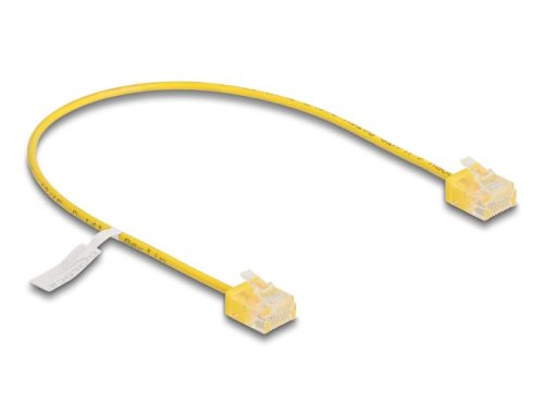 Delock RJ45 hálózati kábel Cat.6 UTP ultravékony 0,3 m sárga rövid csatlakoztatókkal