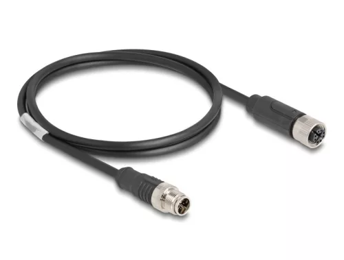 Delock Kábel M12 X kódolt 8 tűs apa - anya PVC 1 m (DL-80860)