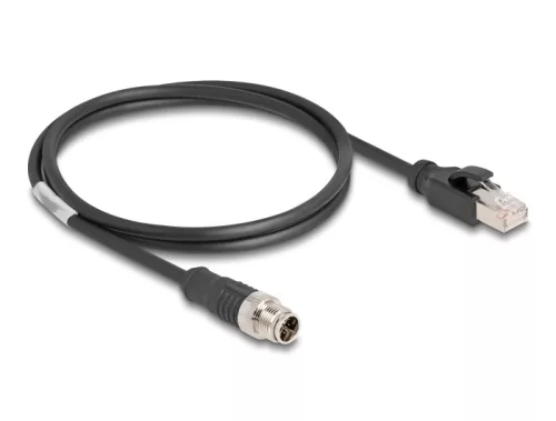Delock Kábel M12 X kódolt 8 tűs apa - RJ45 apa PVC 1 m (DL-80866)