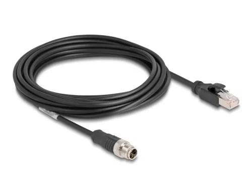 Delock Kábel M12 X kódolt 8 tűs apa - RJ45 apa PVC 5 m (DL-80868)