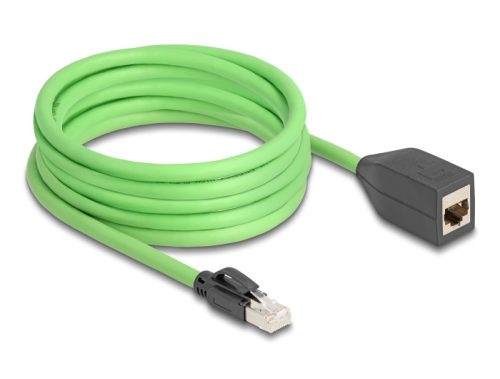 Delock RJ45 hálózat bővítő kábel Cat.6A apa - anya SF/UTP alkalmas kábelvezető láncokhoz PUR (TPU) 5 m zöld