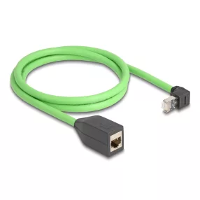   Delock RJ45 hálózat bővítő kábel Cat.6A apa felfelé néző csatlakozódugóval - anya SF/UTP alkalmas kábelvezető láncokhoz PUR (TPU) 1 m zöld (DL-80883)
